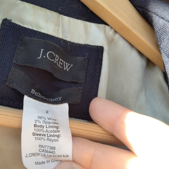 GUC J. Crew Navy Blue Original Preppy Wool Schoolboy Blazer Size 2 - Picture 5 of 6